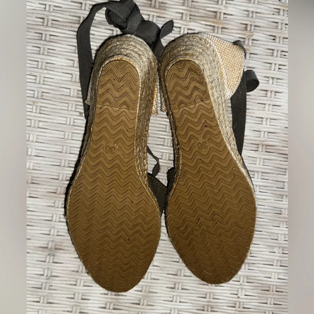 NWOB Free People Black Espadrille Ankle Tie Shoes Sz 36